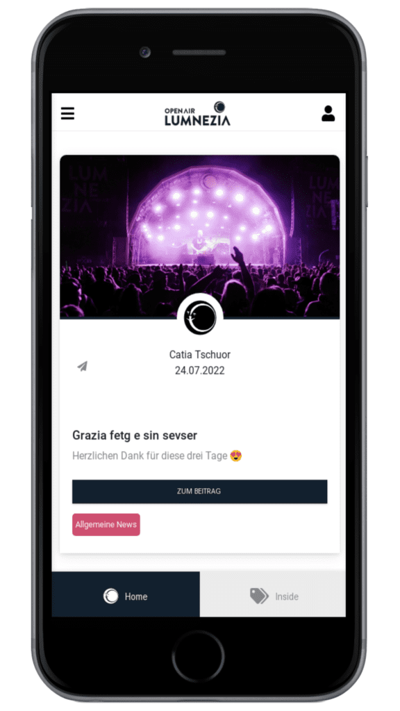 Screenshot Napoleon Mitarbeiter-App für interne Kommunikation, allgemeiner Feed